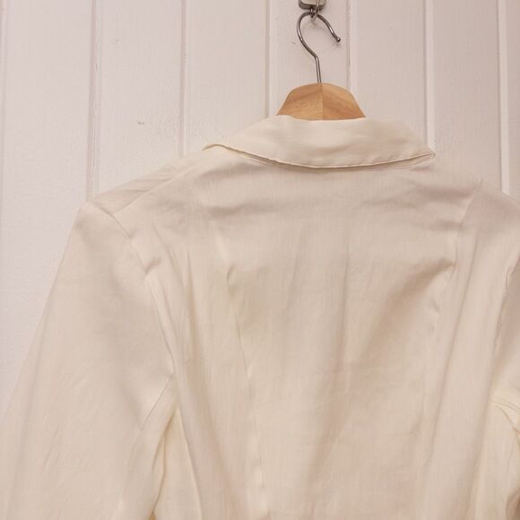 By Anthropologie Long-Sleeve Collared Linen Peplum Blouse Size Small - Picture 7 of 8